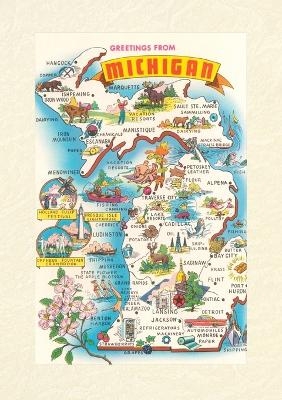 Vintage Lined Notebook Greetings from Michigan, Map