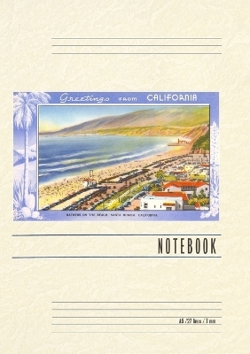 Vintage Lined Notebook Greetings from California, Santa Monica Beach