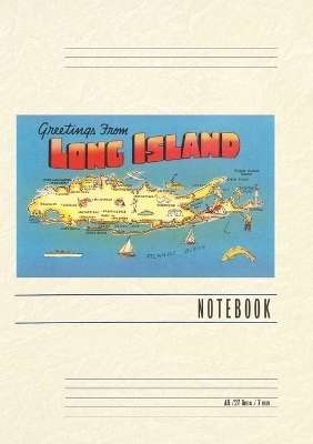 Vintage Lined Notebook Greetings from Long Island, New York, Map