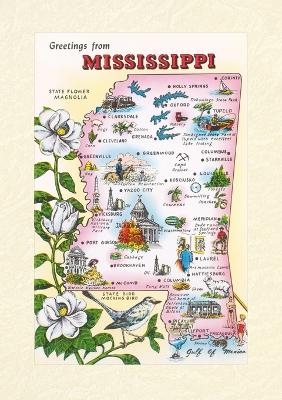 Vintage Lined Notebook Greetings from Mississippi Map