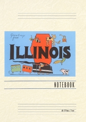 Vintage Lined Notebook Greetings from Illinois, Cartoon