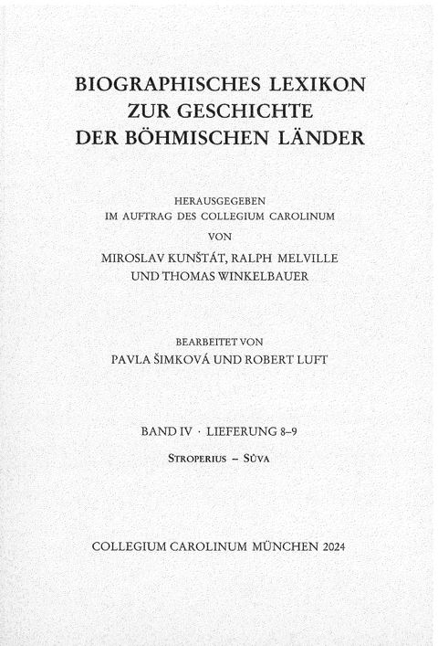 Biographisches Lexikon zur Geschichte der böhmischen Länder. Band IV, Lieferung 8-9 - 