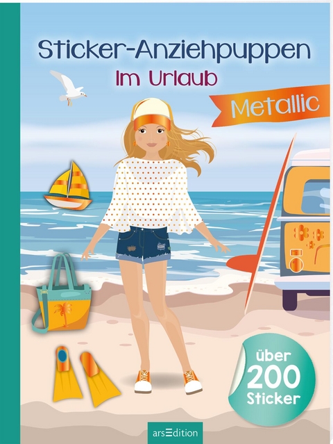 Sticker-Anziehpuppen Metallic – Im Urlaub