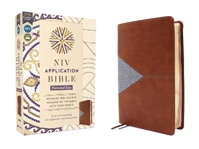 NIV Application Bible, Personal Size, Leathersoft, Brown/Blue, Red Letter, Comfort Print -  Zondervan