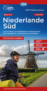 ADFC-Radtourenkarte NL 2 Niederlande Süd 1:150.000, reiß- und wetterfest, E-Bike geeignet, GPS-Tracks Download, mit Knotenpunkten, mit Bett+Bike Symbolen, mit Kilometer-Angaben - 