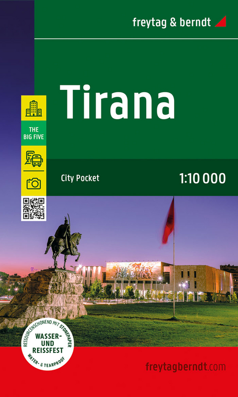 Tirana, Stadtplan 1:10.000, freytag & berndt