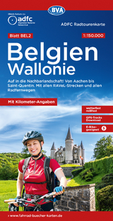 ADFC-Radtourenkarte BEL 2 Belgien Wallonie 1:150.000, reiß- und wetterfest, E-Bike geeignet, GPS-Tracks Download, mit Kilometer-Angaben - 