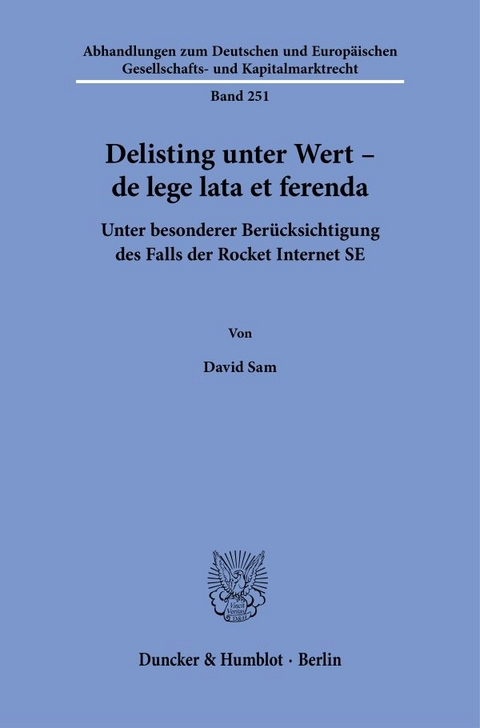 Delisting unter Wert – de lege lata et ferenda - David Sam