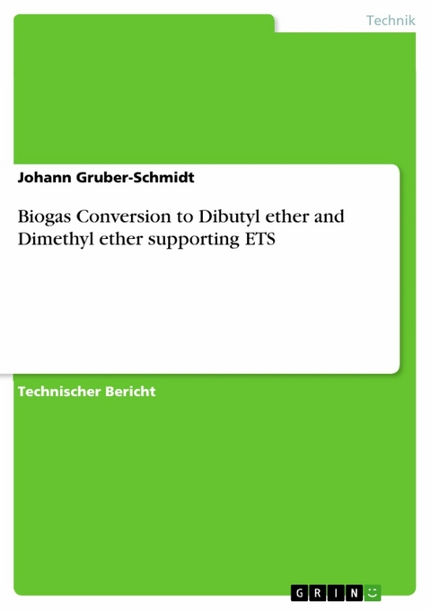 Biogas Conversion to Dibutyl ether and Dimethyl ether supporting ETS -  Johann Gruber-Schmidt