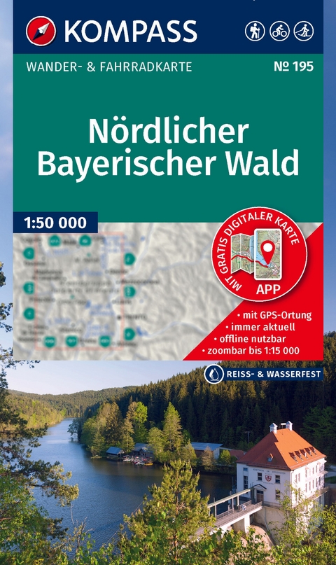 KOMPASS Wanderkarte 195 Nördlicher Bayerischer Wald 1:50.000