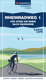 KOMPASS Fahrrad-Tourenkarte Rheinradweg 1 1:50.000