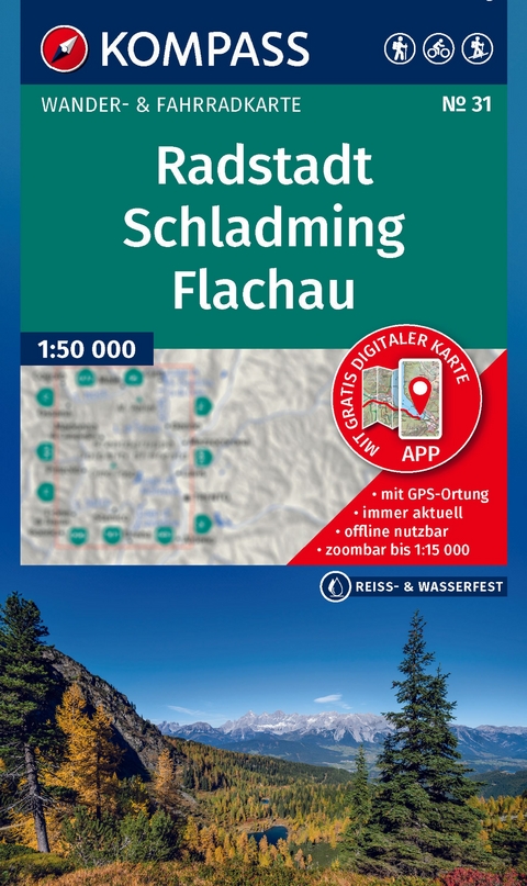 KOMPASS Wanderkarte 31 Radstadt, Schladming, Flachau 1:50.000