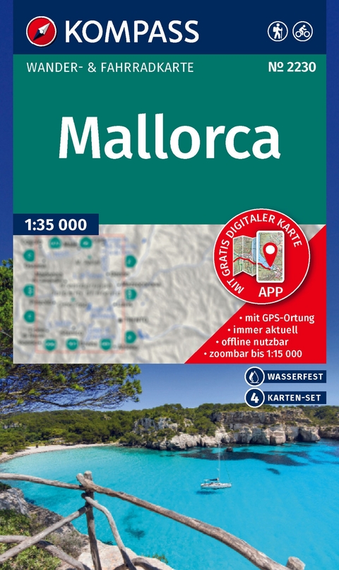 KOMPASS Wanderkarten-Set 2230 Mallorca (4 Karten) 1:35.000