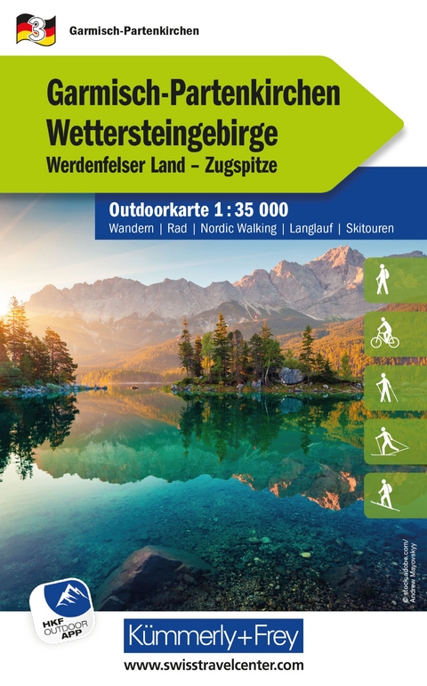 Kümmerly+Frey Outdoorkarte Deutschland 3 Garmisch-Partenkirchen, Wettersteingebirge 1:35.000