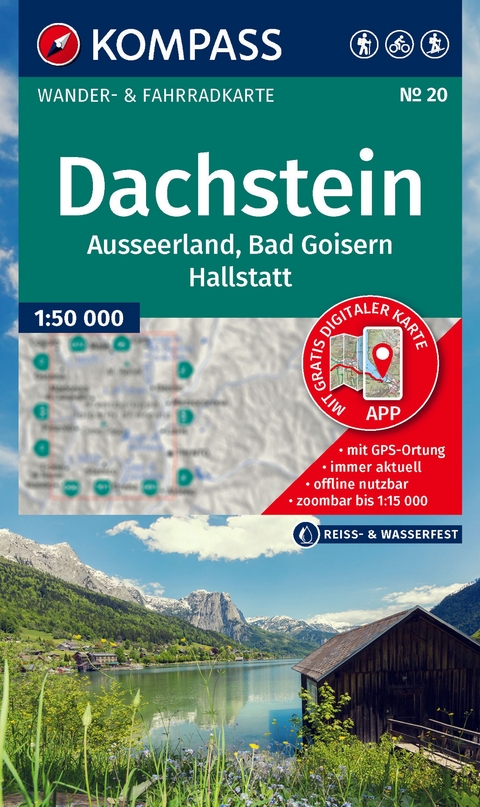 KOMPASS Wanderkarte 20 Dachstein, Ausseerland, Bad Goisern, Hallstatt 1:50.000