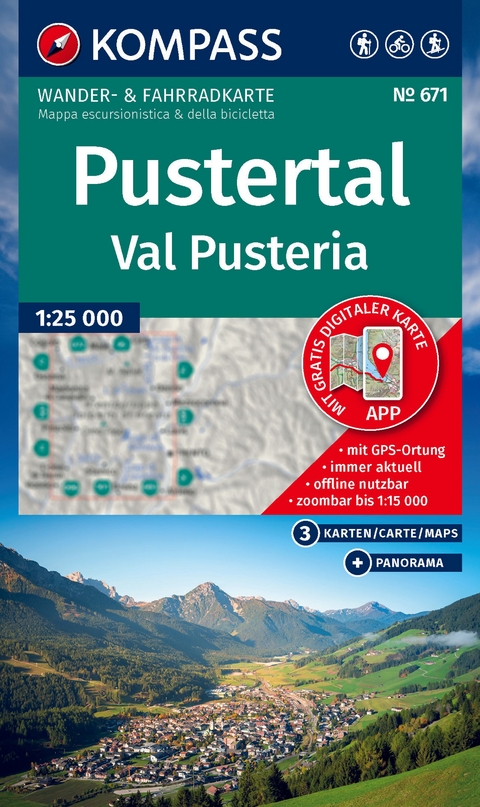 KOMPASS Wanderkarten-Set 671 Pustertal / Val Pusteria (3 Karten) 1:25.000