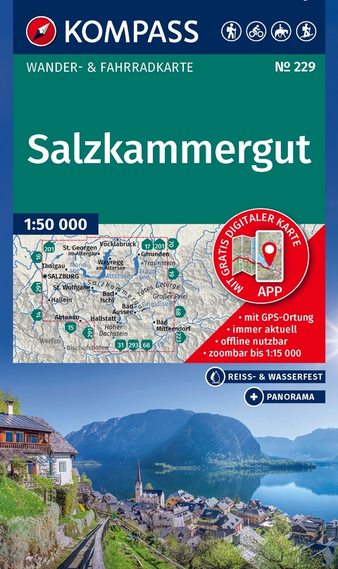 KOMPASS Wanderkarten-Set 229 Salzkammergut (2 Karten) 1:50.000