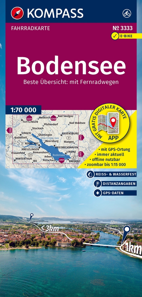 KOMPASS Fahrradkarte 3333 Bodensee 1:70.000