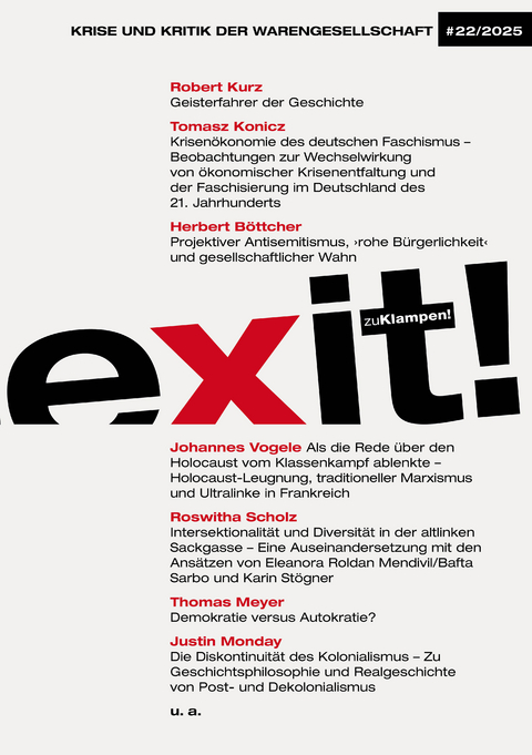 exit! Krise und Kritik der Warengesellschaft - Tomasz Konicz, Johannes Vogele, Herbert Böttcher, Roswitha Scholz, Robert Kurz, Thomas Meyer, Justin Monda, Peter Schmitt