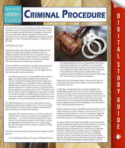 Criminal Procedure (Speedy Study Guides) -  Speedy Publishing