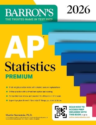 AP Statistics Premium, 2026: Prep Book with 9 Practice Tests + Comprehensive Review + Online Practice -  Barron's Educational Series, Martin Sternstein