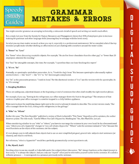 Grammar Mistakes & Errors (Speedy Study Guide) -  Speedy Publishing