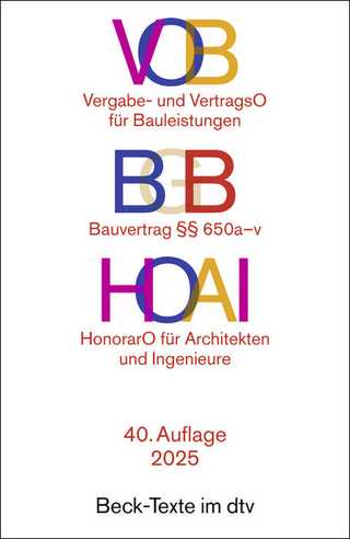 Vergabeordnung und Vertragsordnung für Bauleistungen / Bauvertrag §§ 650 a-v / Honorarordnung für Leistungen der Architekten und der Ingenieure - 