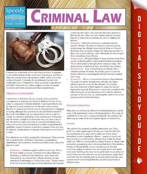 Criminal Law (Speedy Study Guides) - Speedy Publishing