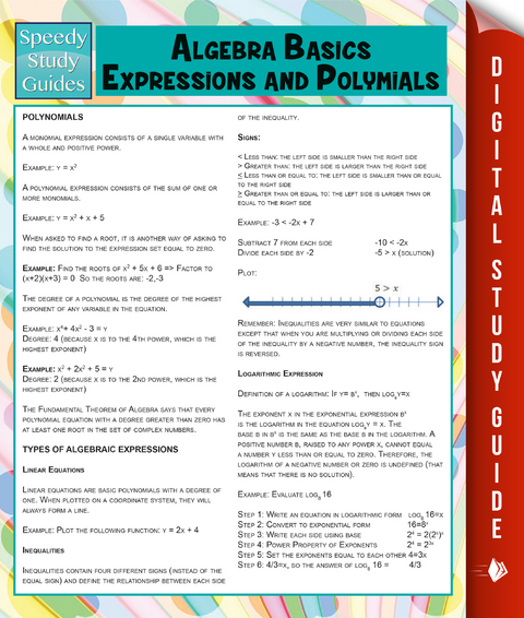 Algebra Basics, Expressions and Polymials (Speedy Study Guide) -  Speedy Publishing