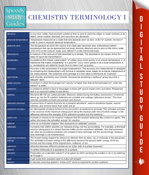 Chemistry Terminology I (Speedy Study Guides) -  Speedy Publishing