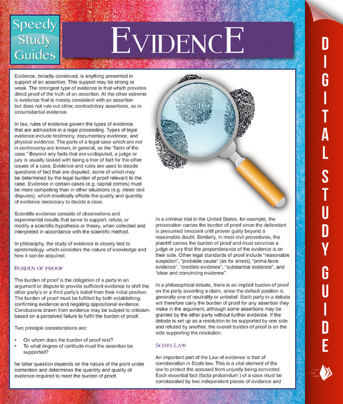 Evidence (Speedy Study Guides) -  Speedy Publishing