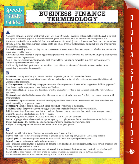 Business Finance Terminology (Speedy Study Guide) -  Speedy Publishing