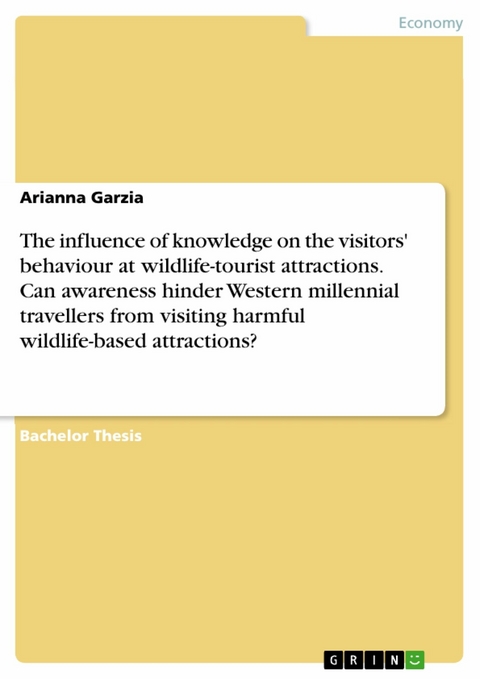 The influence of knowledge on the visitors' behaviour at wildlife-tourist attractions. Can awareness hinder Western millennial travellers from visiting harmful wildlife-based attractions? - Arianna Garzia