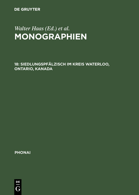 Siedlungspfälzisch im Kreis Waterloo, Ontario, Kanada - 