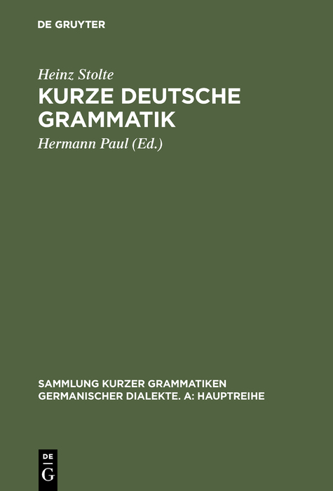 Kurze deutsche Grammatik - Heinz Stolte