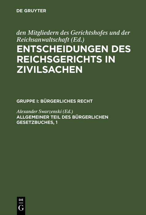 Allgemeiner Teil des Bürgerlichen Gesetzbuches, 1 - 