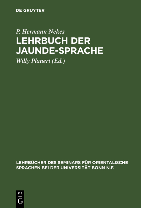 Lehrbuch der Jaunde-Sprache - P. Hermann Nekes