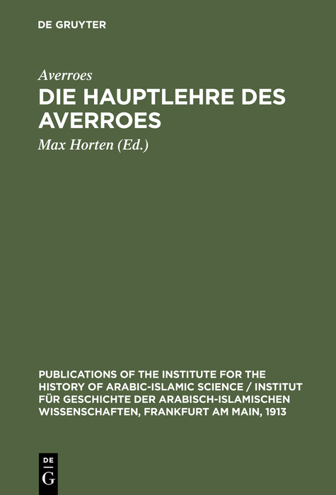 Die Hauptlehre des Averroes -  Averroes