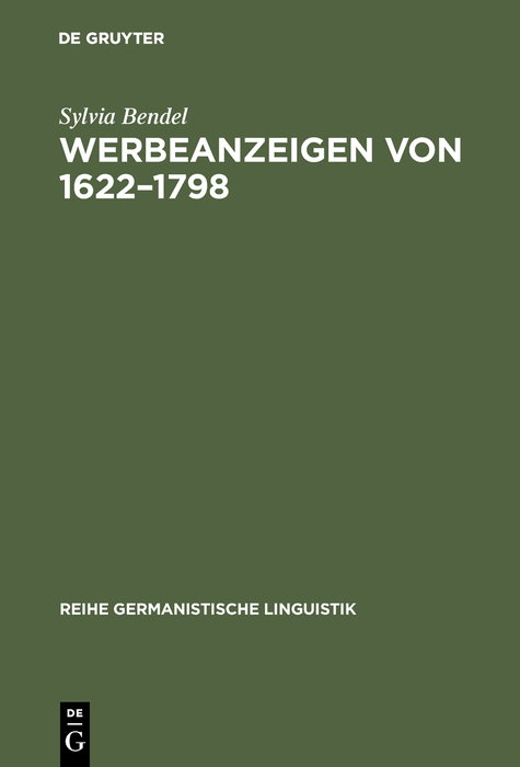 Werbeanzeigen von 1622–1798 - Sylvia Bendel