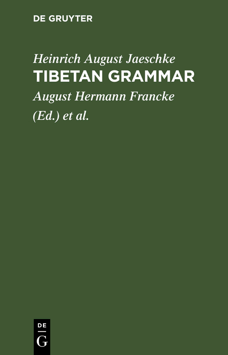 Tibetan grammar - Heinrich August Jaeschke