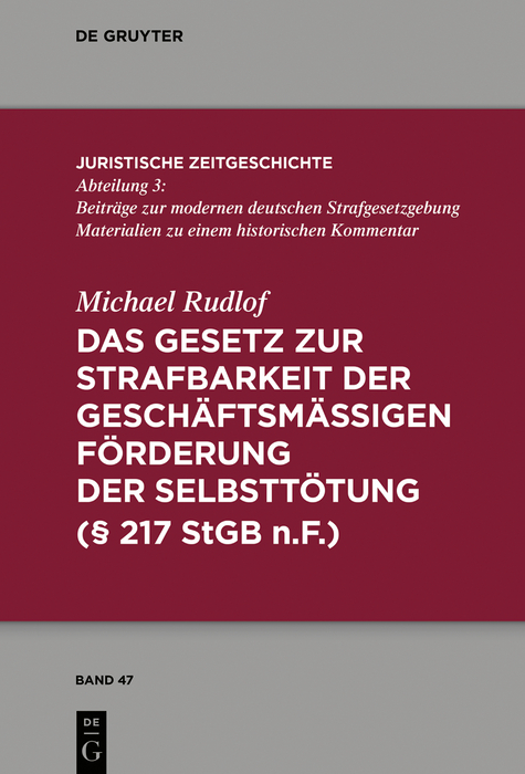 Das Gesetz zur Strafbarkeit der geschäftsmäßigen Förderung der Selbsttötung - Michael Rudlof