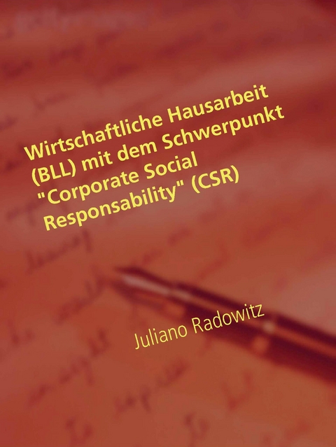 Wirtschaftliche Hausarbeit (BLL) mit dem Schwerpunkt &quot;Corporate Social Responsability&quot; (CSR) -  Juliano Radowitz