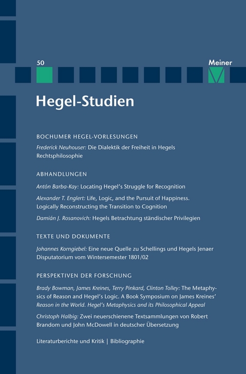 Hegel-Studien Band 50 - 