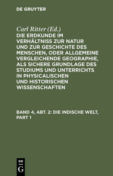 Die Indische Welt - Carl Ritter