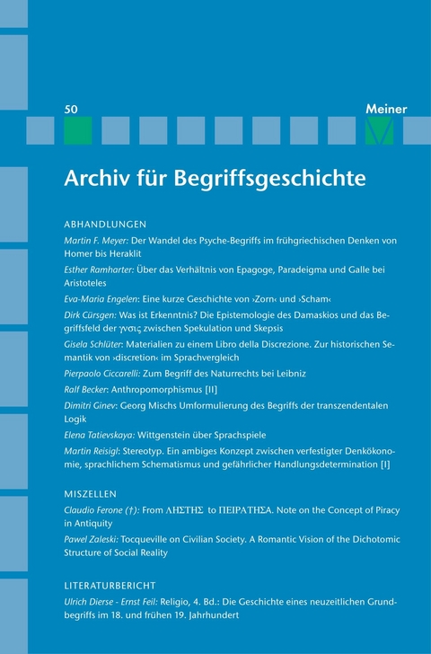 Archiv für Begriffsgeschichte. Band 50 - 