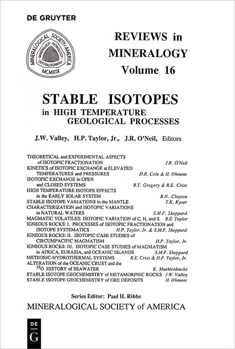 Stable Isotopes in High Temperature Geological Processes - 