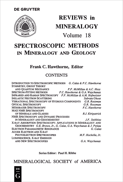 Spectroscopic Methods in Mineralogy and Geology - 