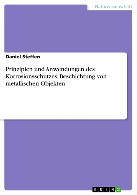 Prinzipien und Anwendungen des Korrosionsschutzes. Beschichtung von metallischen Objekten -  Daniel Steffen