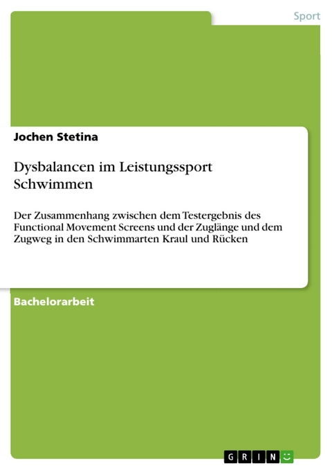 Dysbalancen im Leistungssport Schwimmen - Jochen Stetina