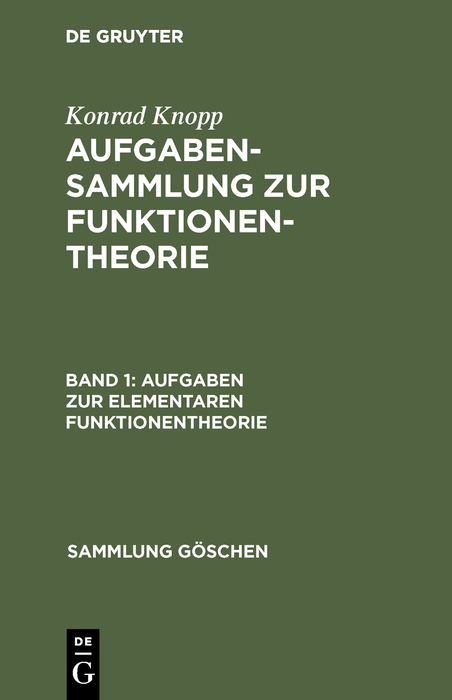 Aufgaben zur elementaren Funktionentheorie - Konrad Knopp